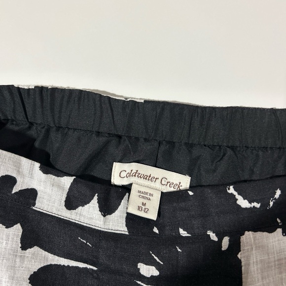 Coldwater Creek 100% Linen Skirt Women’s Medium Black White Print Career Casual - Picture 5 of 13